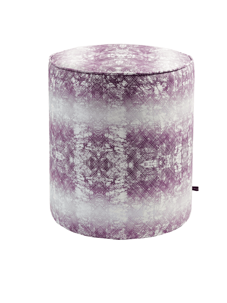 Purple African batik-style pouffe