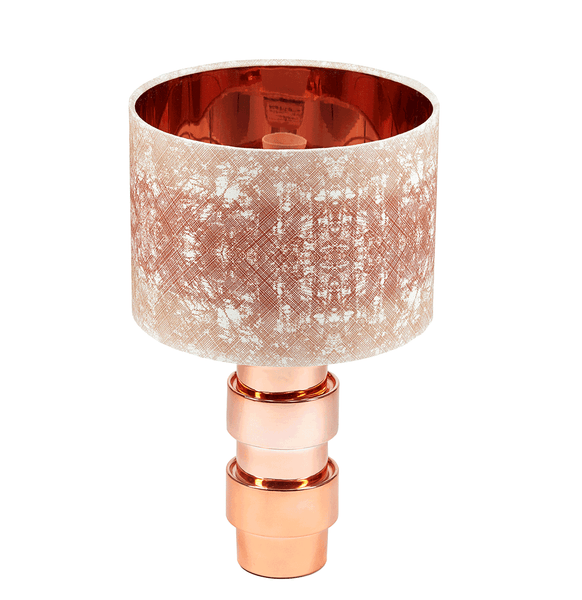 Elegant African inspired batik print lampshade with copper fading textured pattern