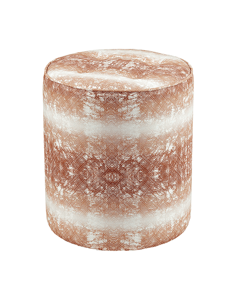 Brown African batik-style pouffe 