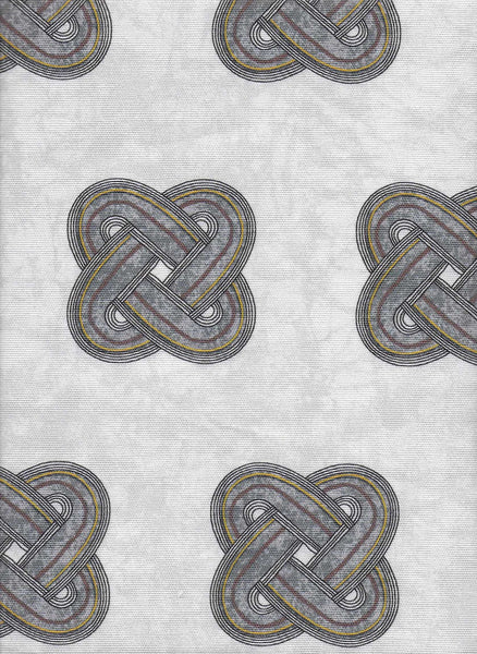 Elegant African upholstery fabric with circular grey tribal pattern in on grey batik base. Interior textile.