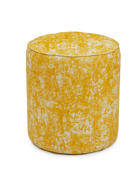 Elegant African pouffe with batik pattern in a soft velvet