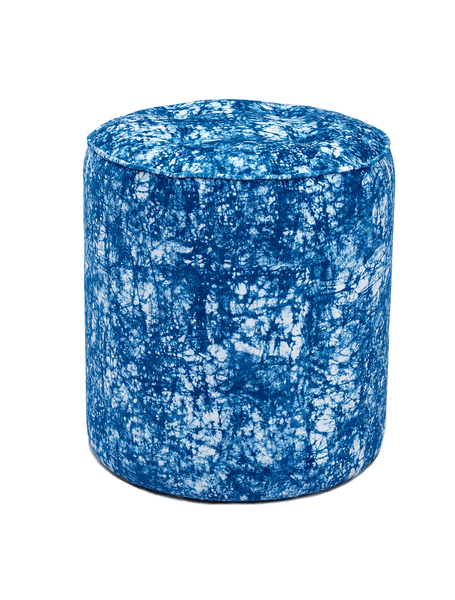 Elegant African pouffe with batik pattern in a soft velvet