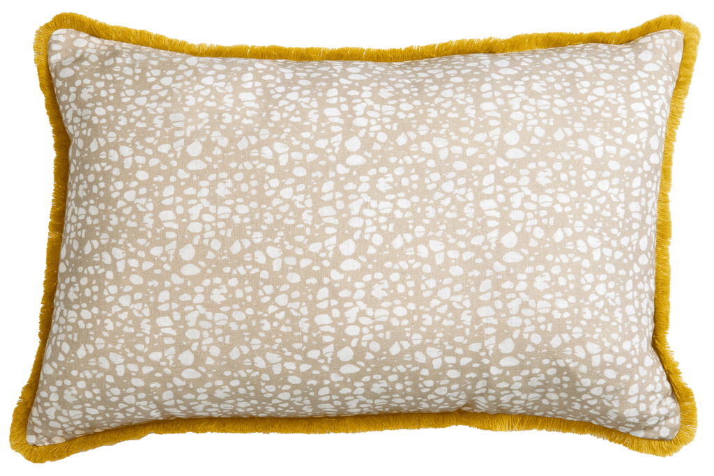 Eyo Beige Linen Fringe Cushion - Eva Sonaike