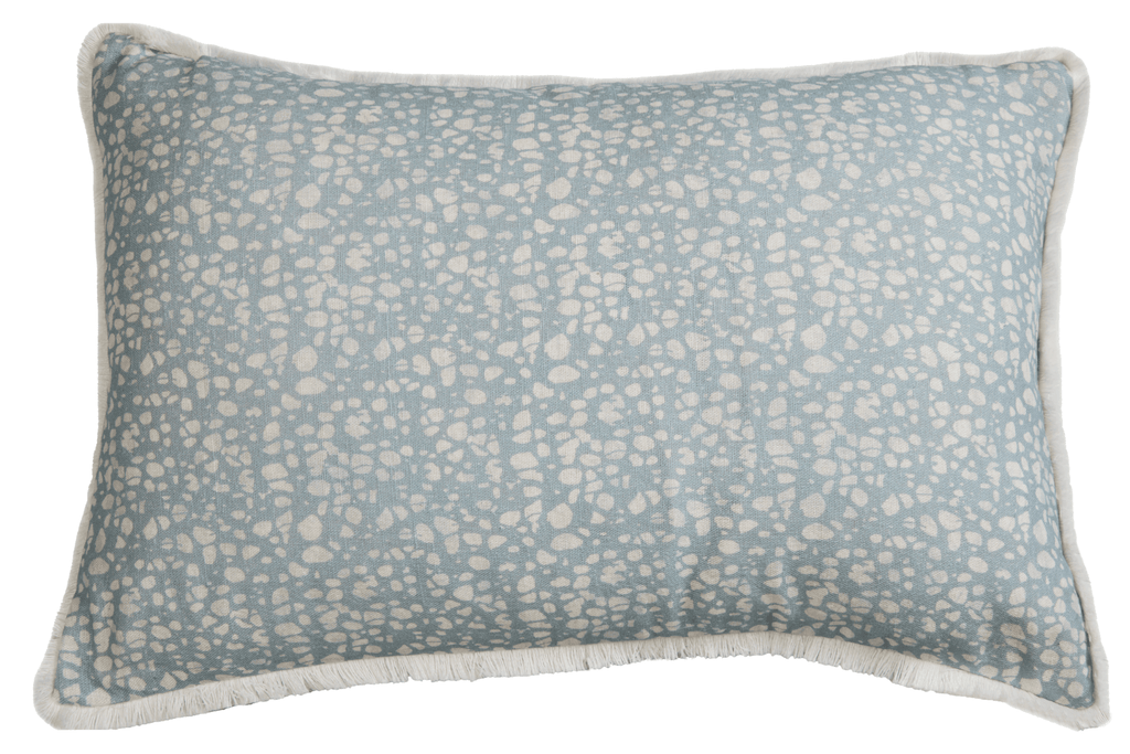 Eyo Blue Linen Fringe Cushion - Eva Sonaike