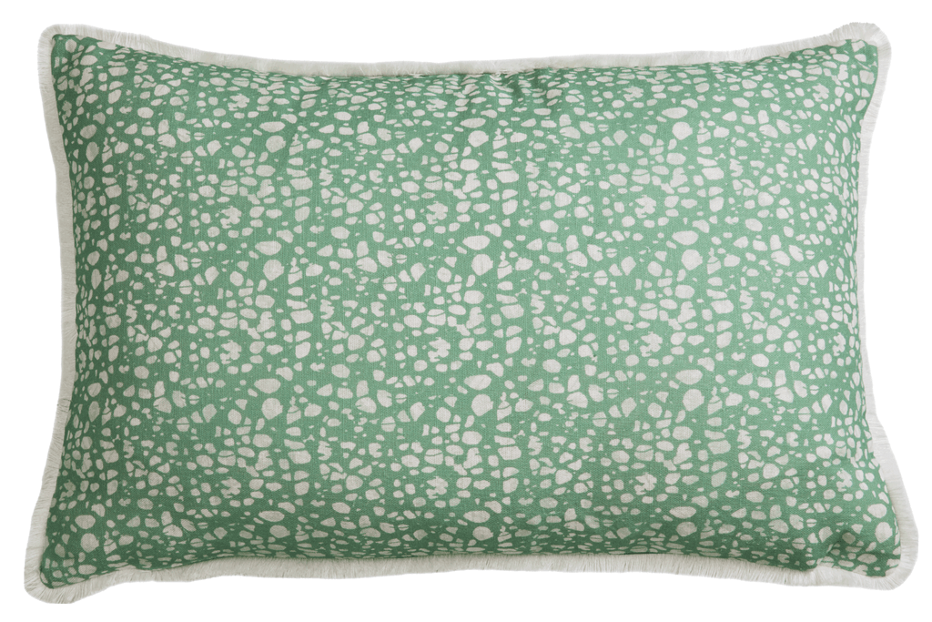 Eyo Green Linen Fringe Cushion - Eva Sonaike