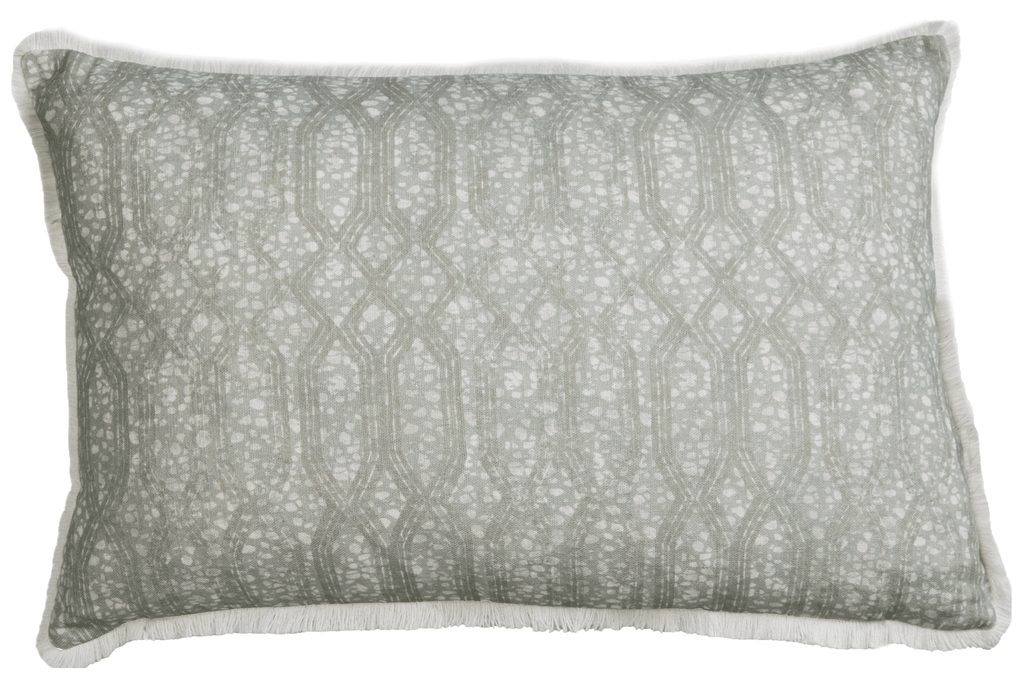 Eyo Grey Linen Fringe Cushion - Eva Sonaike