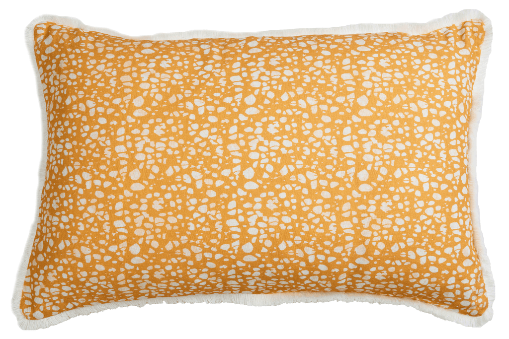 Eyo Orange Linen Fringe Cushion - Eva Sonaike