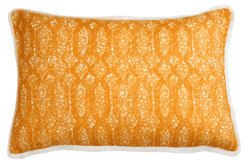 Eyo Orange Linen Fringe Cushion - Eva Sonaike