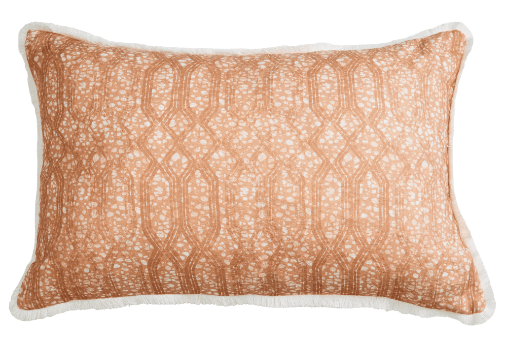 Eyo Pink Linen Fringe Cushion - Eva Sonaike