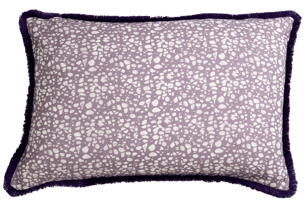 Eyo Purple Linen Fringe Cushion - Eva Sonaike