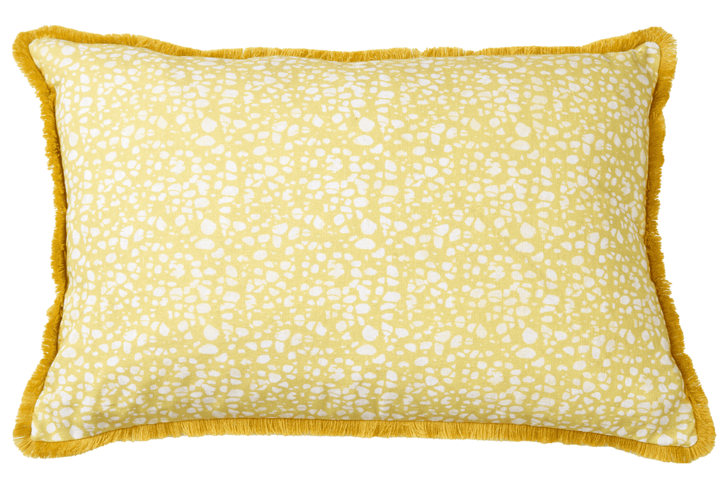 Eyo Yellow Linen Fringe Cushion - Eva Sonaike