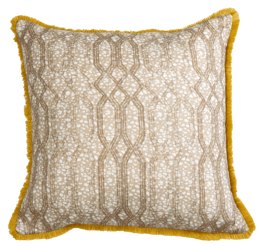 Eyo Beige Linen Fringe Cushion - Eva Sonaike