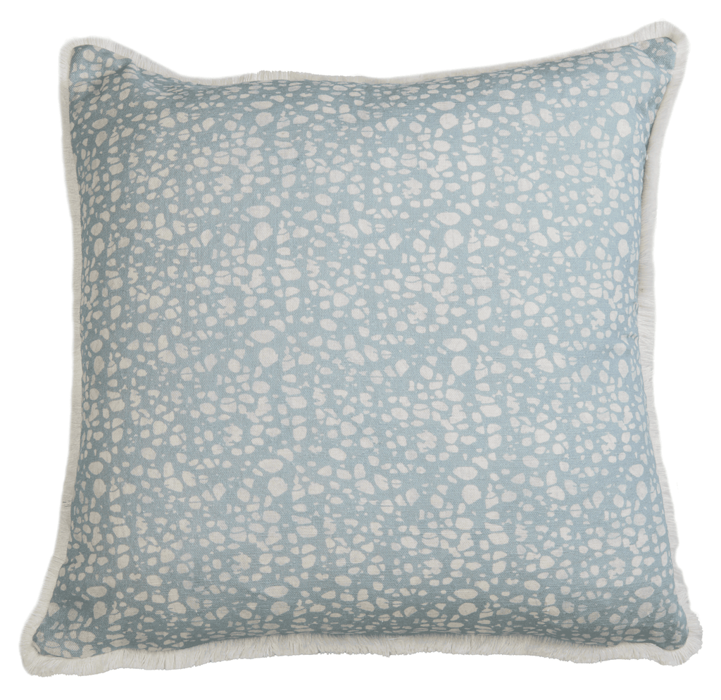 Eyo Blue Linen Fringe Cushion - Eva Sonaike