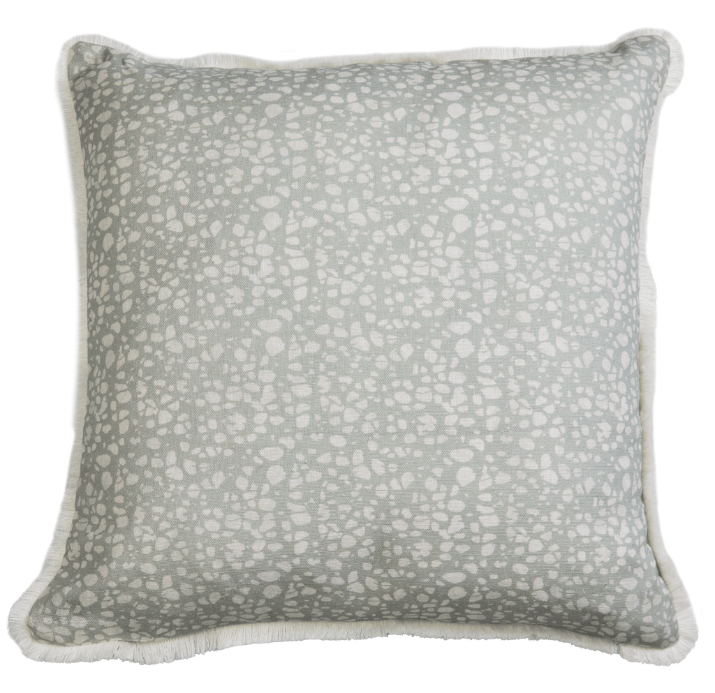 Eyo Grey Linen Fringe Cushion - Eva Sonaike
