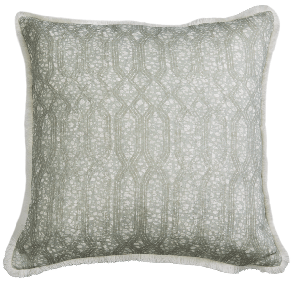 Eyo Grey Linen Fringe Cushion - Eva Sonaike