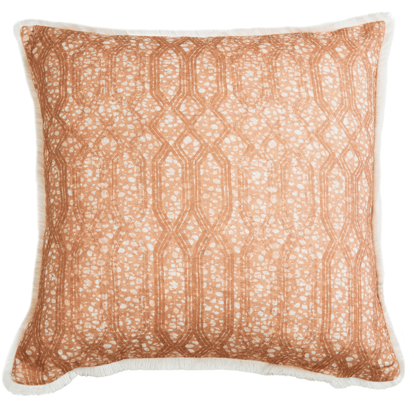 Eyo Pink Linen Fringe Cushion - Eva Sonaike