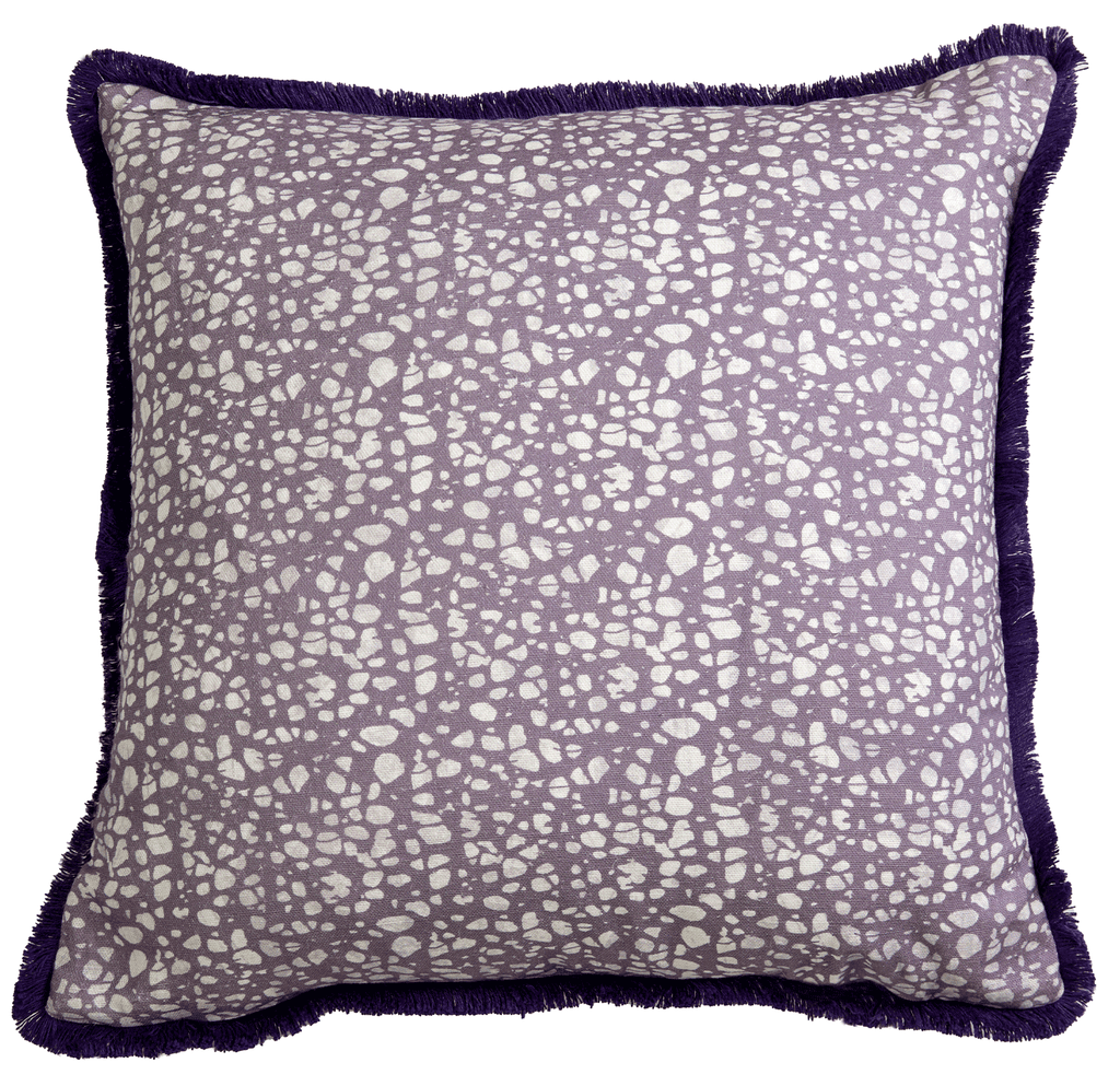 Eyo Purple Linen Fringe Cushion - Eva Sonaike