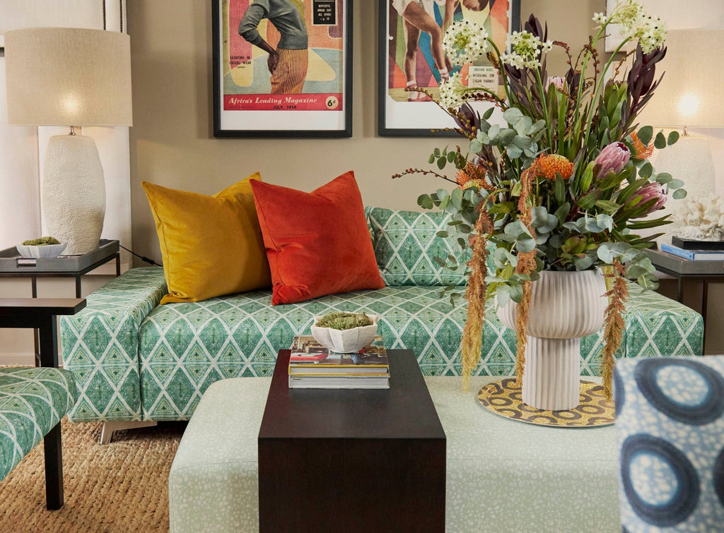 Ottoman Coffee Table in Beige Batik - Eva Sonaike