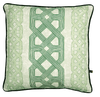 Elegant African batik print cushion with graphic green  pattern on light green batik base