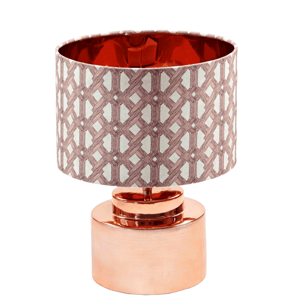 Elegant African batik print lampshade with pink bold geometric pattern 