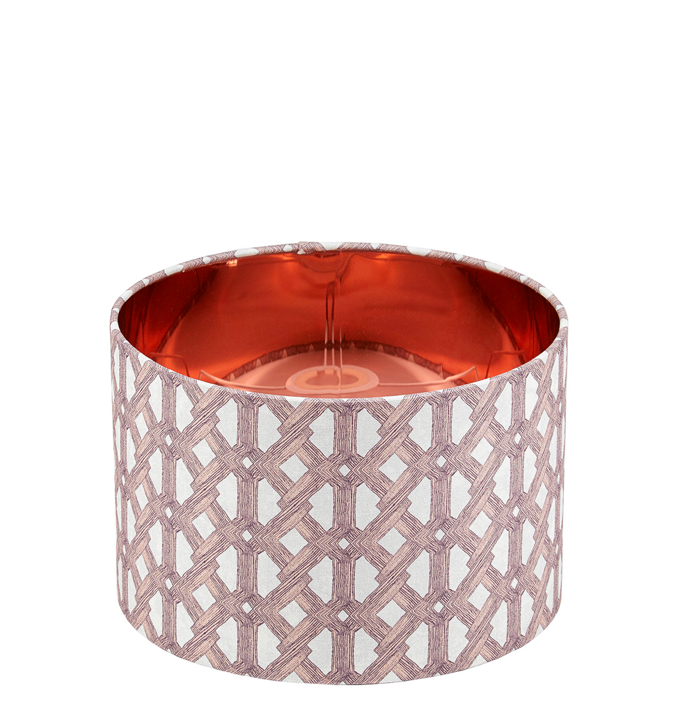 Elegant African batik print lampshade with  pink bold geometric pattern