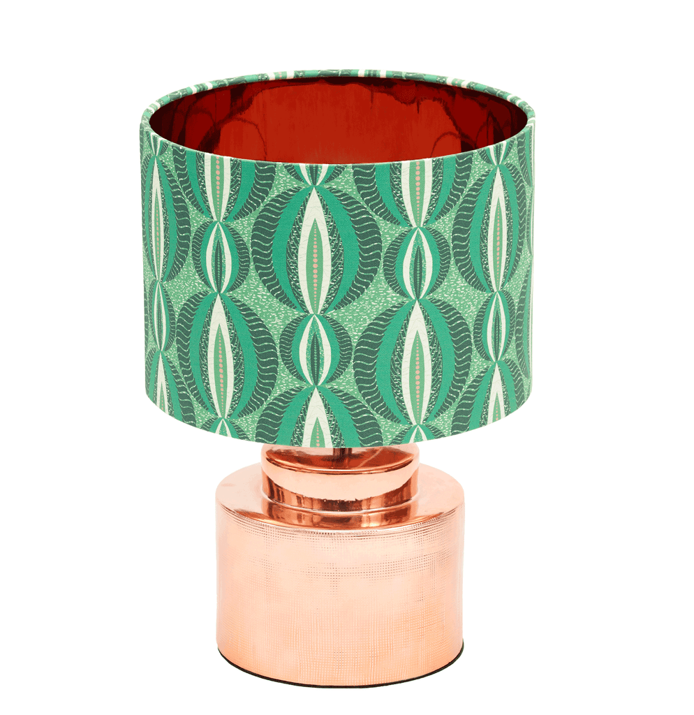 Vibrant green modern African lampshade with vibrant ethnic circular pattern