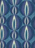 Vibrant blue modern African upholstery fabric with ethnic circular pattern and blue batik backing. Interior textile.