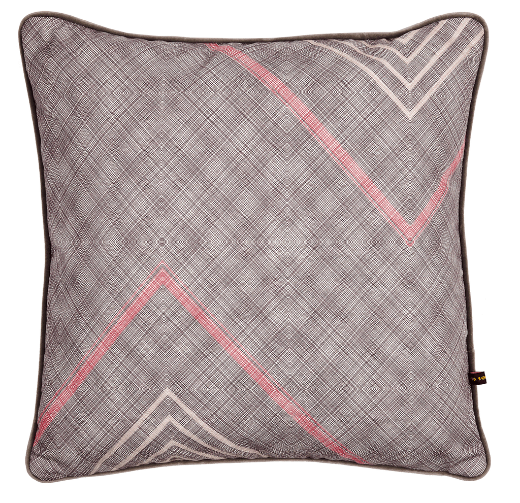 Purple African cushion with geometric pattern