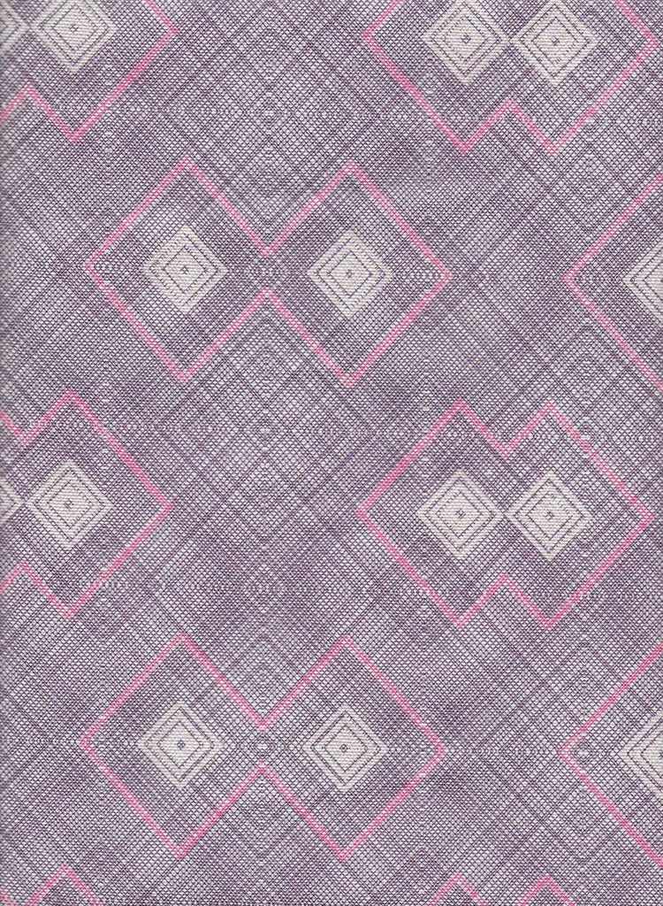 Elegant purple blue African interior fabric with geometric pattern. Interior textile.