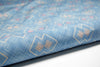 Vibrant blue African interior fabric with geometric pattern