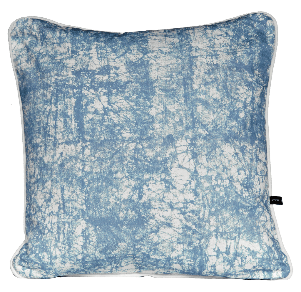 Modern African cushion with light blue batik pattern