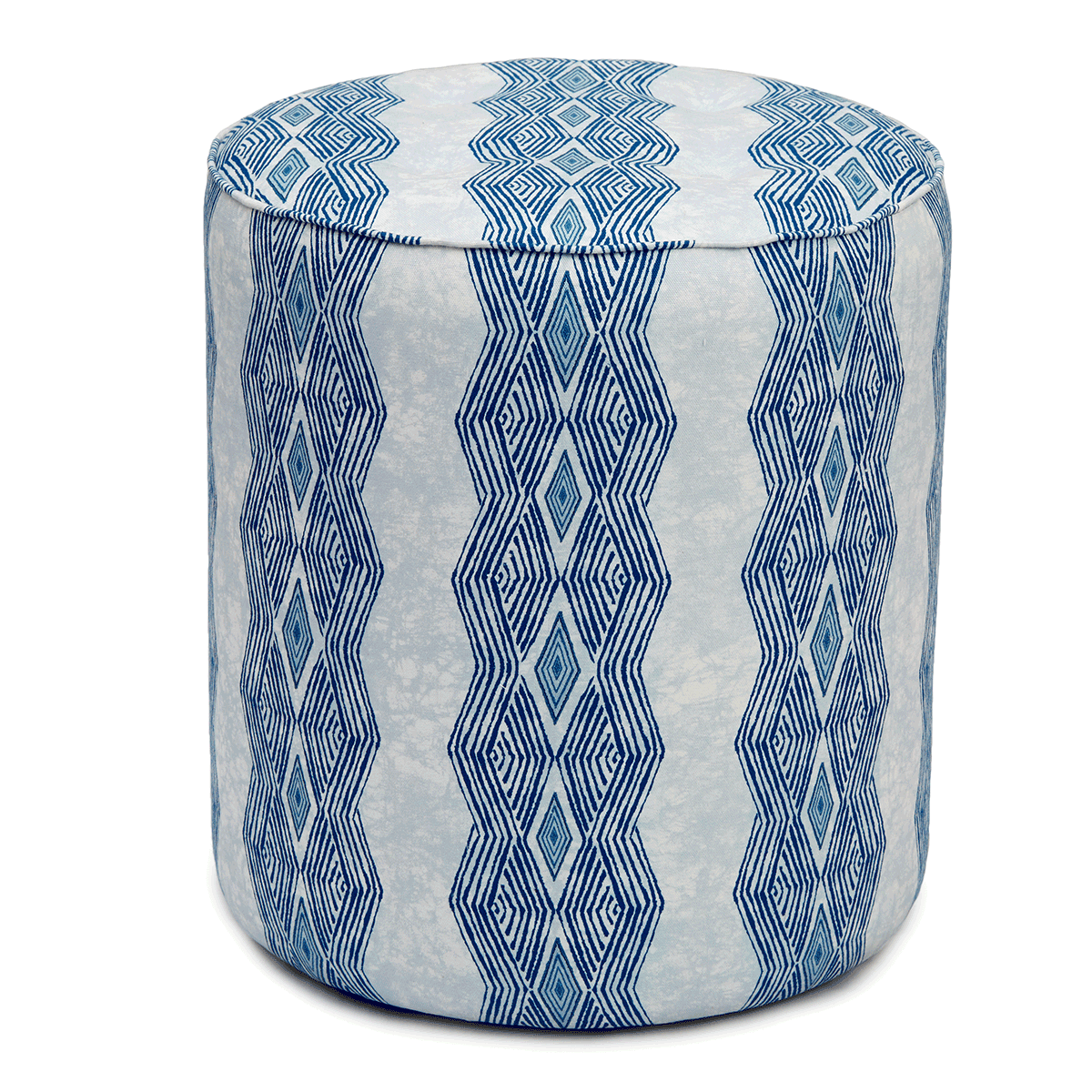 Designer African-Inspired Odi Pouffe in Indigo with geometric Patterns ...