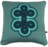 Modern African cushion with vibrant blue  tropical pattern on batik base