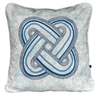 Elegant African cushion with circular blue tribal pattern in on blue batik base