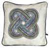 Elegant African cushion with circular grey tribal pattern in on grey batik base