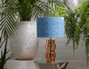 Elegant African table lamp with tropical blue palm leaf design