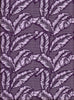 Vibrant African upholstery fabric with elegant purple palm leaf design. Interior textile.